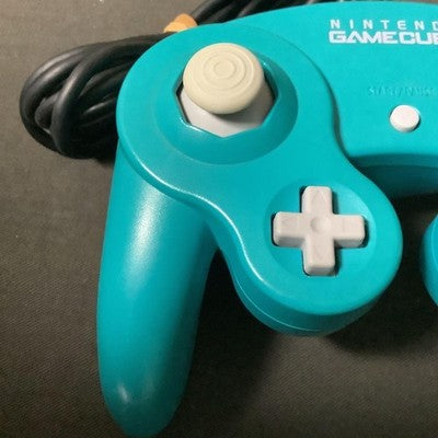 Set of 2 Nintendo GameCube Controller White Emerald Blue DOL-003 OEM Tested