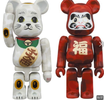 BE@RBRICK BAPE(R) Beckoning cat Daruma 100% new unopened total height 70mm each
