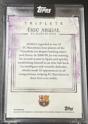 2008-09 Eric Abidal Topps Barcelona Triple Autographed Football /49