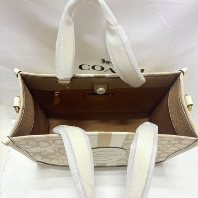 Coach Patch Dempsey Carryall Signature Jacquard with Stripes Khaki/Chalk