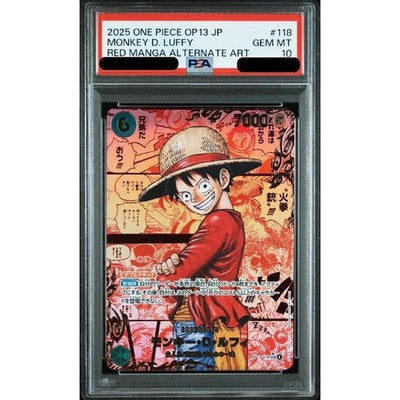 PSA10 Luffy Red OP13 Super Parallel Carrying on His Will One Piece TCG Card *3