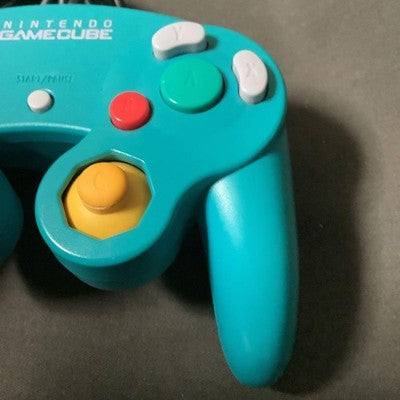 Set of 2 Nintendo GameCube Controller White Emerald Blue DOL-003 OEM Tested