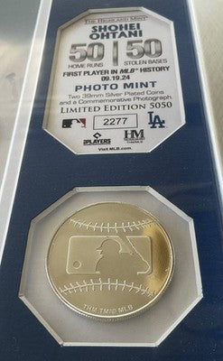 Shohei Ohtani #17 Dodgers 50-50 Commemorative Double Coin Photo Mint Limited *7