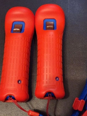 Set of 2 Nintendo Wii Remote Controller Mario with MotionPlus Red with Covers