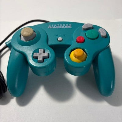 Official Nintendo GameCube Controller Emerald Blue DOL-003 Authentic GC Tested