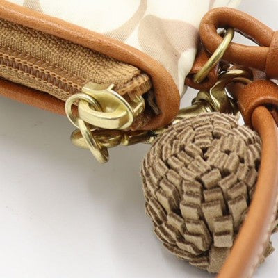 Coach signature beige Pouch with charm Leather Accessory case Gold hardware