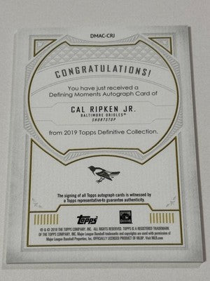 2021 TOPPS Cal Ripken jr. Official release items AUTO card