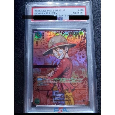 PSA10 Luffy Red OP13 Super Parallel Carrying on His Will One Piece TCG Card *1