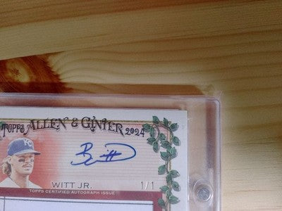 Topps allen & ginter lineup card relic auto Bobby Witt Jr 1/1 Kansas City Royals