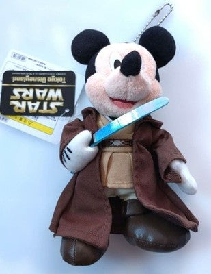 Tokyo Disney Resort Mickey Jedi Plush Keychain Badge Star Wars Limited Japan