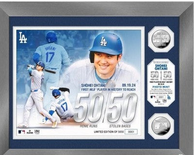 Shohei Ohtani #17 Dodgers 50-50 Commemorative Double Coin Photo Mint Limited *5