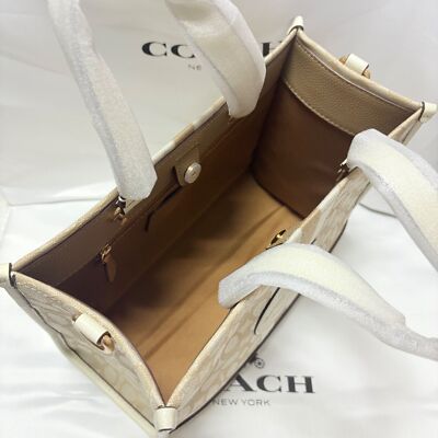 Coach Patch Dempsey Carryall Signature Jacquard with Stripes Khaki/Chalk