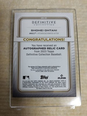 TOPPS definitive 2023 Shohei Ohtani Autograph card Auto Game Used Patch Green