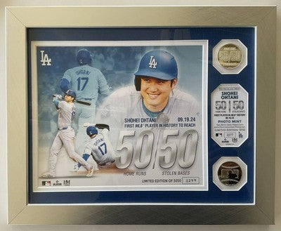 Shohei Ohtani #17 Dodgers 50-50 Commemorative Double Coin Photo Mint Limited *7