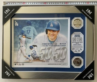 Shohei Ohtani #17 Dodgers 50-50 Commemorative Double Coin Photo Mint Limited *7