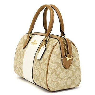 COACH Rowan Satchel Signature Canvas Stripe Light Khaki CR122 Outlet New