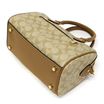 COACH Rowan Satchel Signature Canvas Stripe Light Khaki CR122 Outlet New