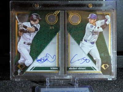 Shohei Ohtani & Ichiro 2024 Topps Autograph Card 3/3 Diamond Relic Book Card