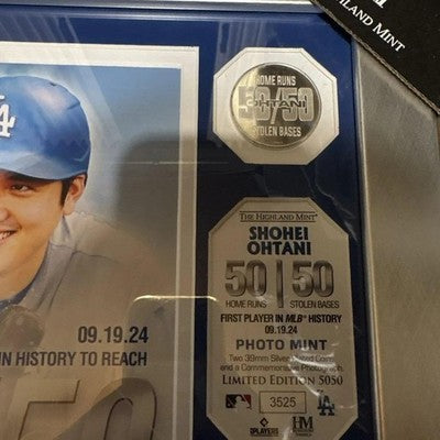 Shohei Ohtani #17 Dodgers 50-50 Commemorative Double Coin Photo Mint Limited *2