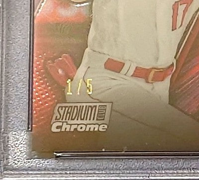 PSA 8 Shohei Ohtani 2020 Topps Stadium Club Red Refractor Auto 1/5