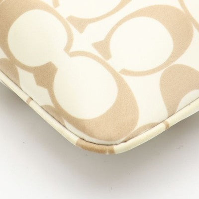 Coach signature beige Pouch with charm Leather Accessory case Gold hardware