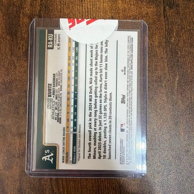 Topps Chrome 2025 Series Nick Kurtz Autograph & 150 RA-KU (BLUE REFRACTOR)