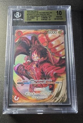 BGS 10 PRISTINE MONKEY D LUFFY ST01-012 1ST ANNIVERSARY SIGNED ODA JAPANgift