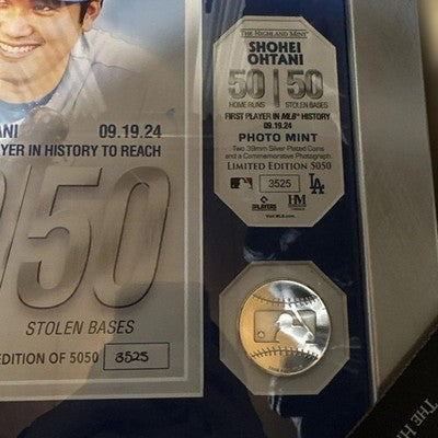 Shohei Ohtani #17 Dodgers 50-50 Commemorative Double Coin Photo Mint Limited *2