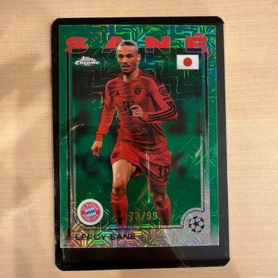 Topps Leroy Sane Green Mojo Refractor /99 Soccer Card Bayern Munich 2025 UEFA