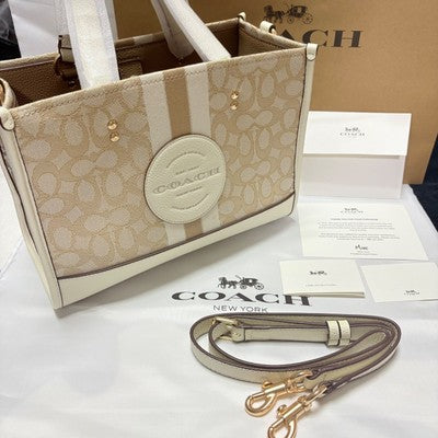 Coach Patch Dempsey Carryall Signature Jacquard with Stripes Khaki/Chalk