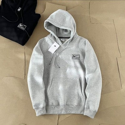 see description size S-XL Stussy Nike Embroidery Fleece Hooded Sweat Black Gray