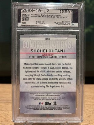 Topps Finest 2019 Shohei Ohtani Autograph /25 PSA 9 Angels MBL