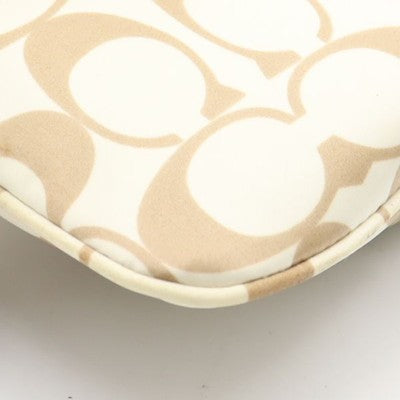 Coach signature beige Pouch with charm Leather Accessory case Gold hardware