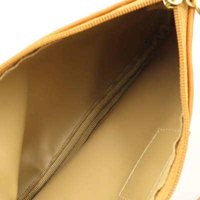 Coach signature beige Pouch with charm Leather Accessory case Gold hardware