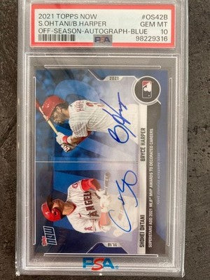 2021 Topps Now Shohei Ohtani & Bryce Harper Autograph Card PSA10 MLB MVP 12/49