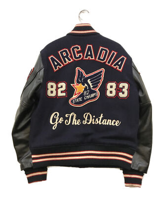 【38】 WHITESVILLE WV13682 Leather Stadium Jumper Arcadia Athletics Navy