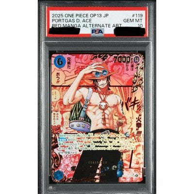 PSA10 OP13-119 Ace Red Manga Alt Art SEC Carrying on His Will One Piece Cardgift