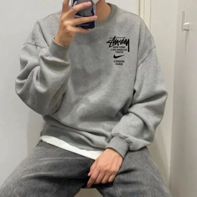 see description size M-XL stussy nike embroidered sweatsuit  unisex black gray