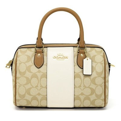COACH Rowan Satchel Signature Canvas Stripe Light Khaki CR122 Outlet New