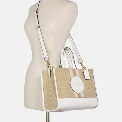 Coach Patch Dempsey Carryall Signature Jacquard with Stripes Khaki/Chalk