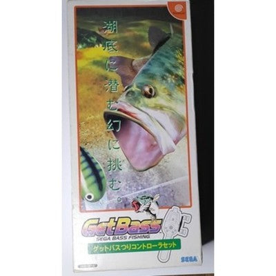 SEGA Dreamcast Get Bass Fishing Game + Fishing Controller Rod Set Game