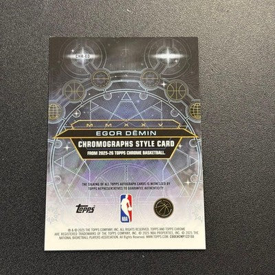 Topps 2025 Chrome Egor Demin NBA Autograph/25 Sports Card Orange Rookie