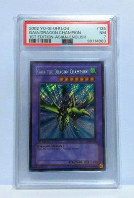 Yu-gi-oh! Gaia The Dragon Champion Old Asian 1st Ed Secret LOB-125(PSA7)