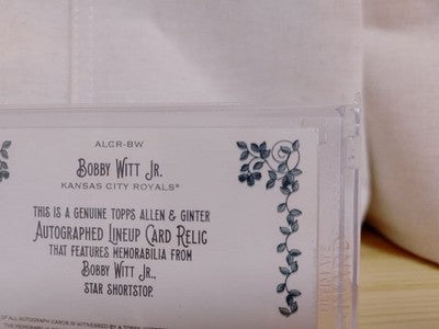 Topps allen & ginter lineup card relic auto Bobby Witt Jr 1/1 Kansas City Royals