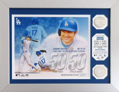 Shohei Ohtani #17 Dodgers 50-50 Commemorative Double Coin Photo Mint Limited *1