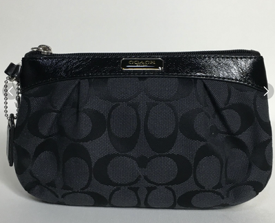Coach Signature Multi Pouch Black Multi-purpose pouch Canvas Leather Women