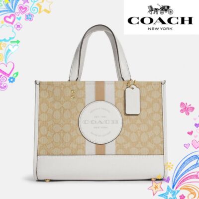 Coach Patch Dempsey Carryall Signature Jacquard with Stripes Khaki/Chalk