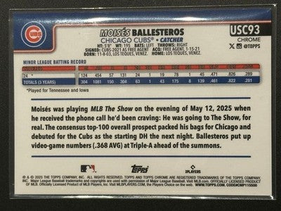 2025 Moisés Ballesteros Topps Chrome Update Limited Edition of 25 Chicago Cubs