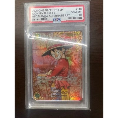 PSA10 Luffy Red OP13 Super Parallel Carrying on His Will One Piece TCG Card *2
