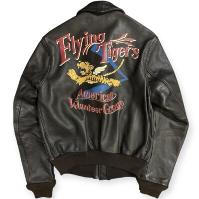 Good Condition AVIREX LTD Made in the USA A-2 FLYING TIGERS Brown Size M acs